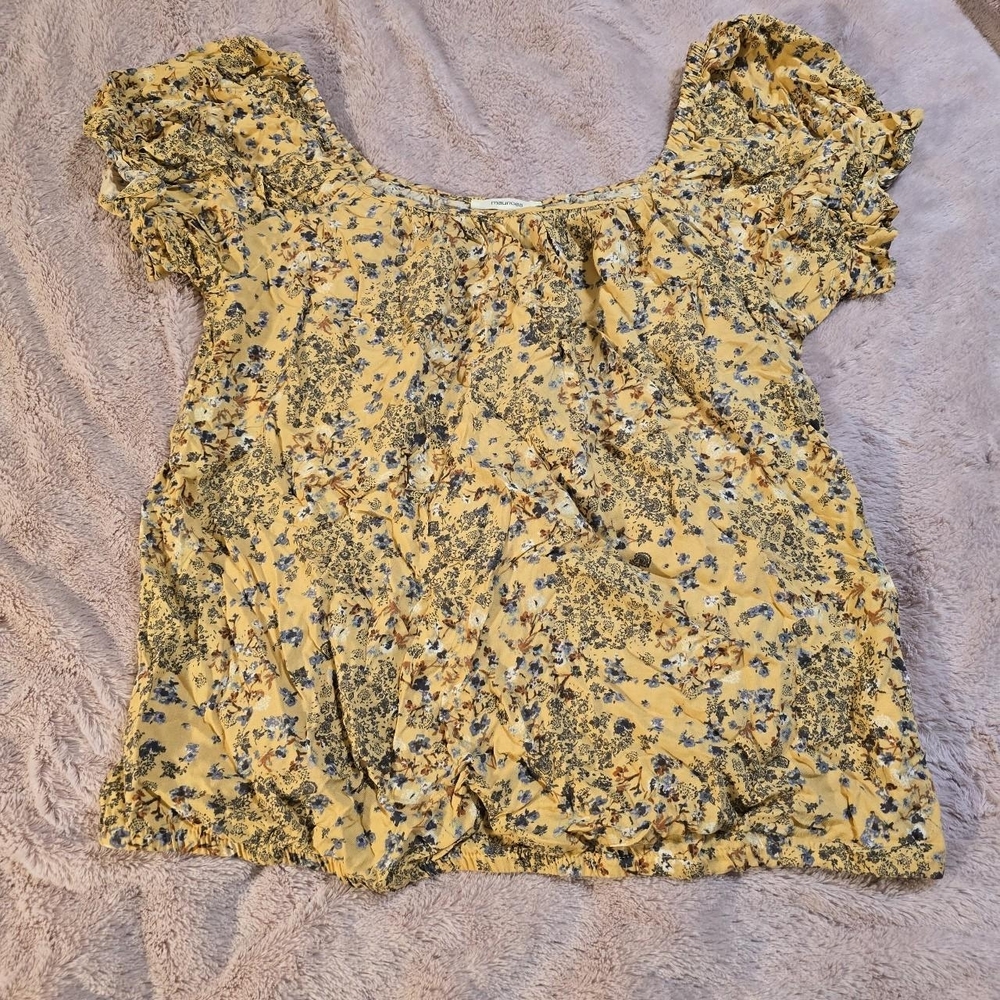 Maurices Yellow Floral Blouse